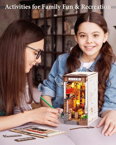 Miniatura 7 de Rolife Rincón de libro apto para principiantes de 3 a 4 horas, callejón de vinos Sakura con profundidad de espejo infinito, rompecabezas de madera