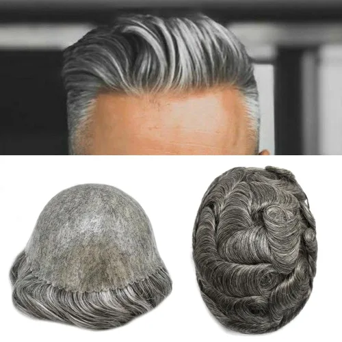 Miniatura 12 de Toupee - Sistema de pelo de poliuretano para hombre, repuesto completo de pelo de polietileno para hombres (8 x 10 pulgadas, 1 negro azabache)