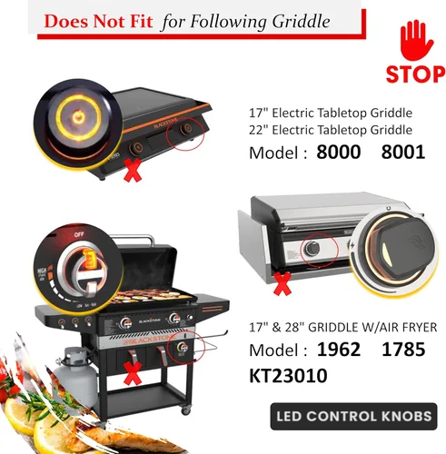 Miniatura 5 de Repuesto de perilla de gas naranja para parrilla Blackstone de 17 pulgadas, 22 pulgadas, 28 pulgadas, 36 pulgadas, para Blackstone Flat Top Grill