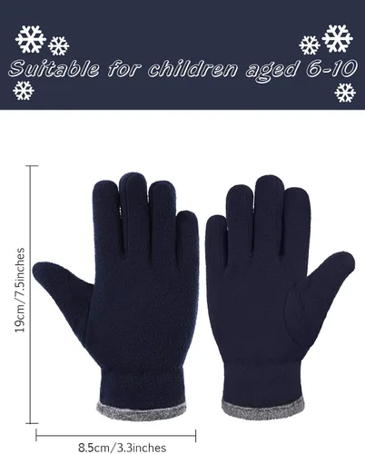 Miniatura 3 de SATINIOR 3 pares de guantes de forro polar para niños, guantes de invierno, guantes gruesos con forro cálido para niños y niñas