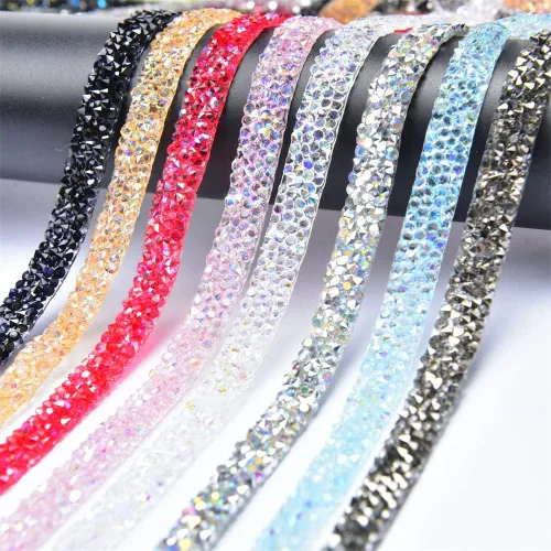 Miniatura 2 de Cinta de diamantes de imitación AB de 5 yardas, cinta brillante para planchar con diamantes de imitación para planchar, rollo de malla de resina