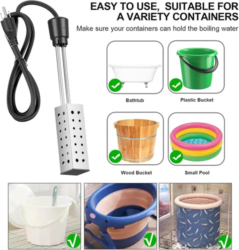 Miniatura 4 de Calentador de cubo, calentador de piscina portátil, calentador de agua de inmersión, calentador de agua sumergible para bañeras, calentador