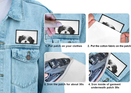 Miniatura 7 de WIRESTER 2 parches rectangulares de tela, parches de reparación bordados para coser y planchar con borde negro para camisas, jeans, bolsos, Negro