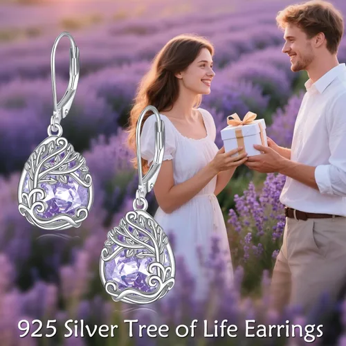 Miniatura 258 de Aretes colgantes con forma de lágrima de filigrana de piedra lunar de plata de ley 925 con cierre de palanca para mujer, regalos de joyería