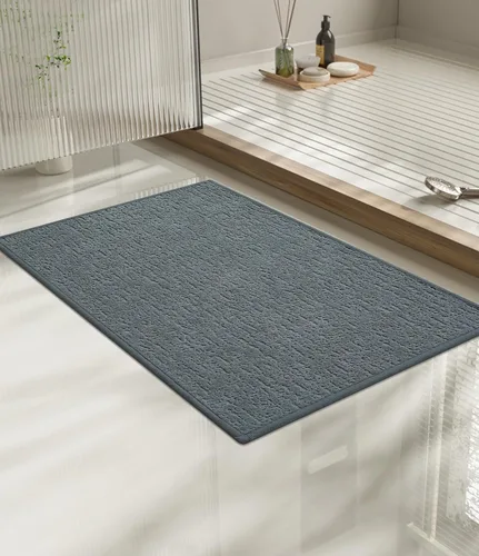 Miniatura 81 de Chakme Juego de 2 alfombras de baño ultrafinas, absorbentes, antideslizantes, lavables a máquina, color negro, 17 x 24 pulgadas / 17 x 30 pulgadas