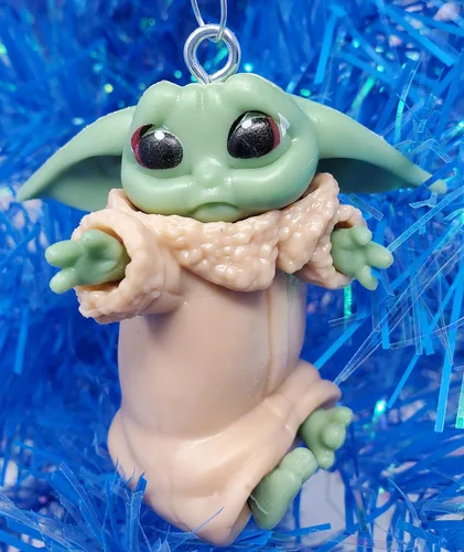 Miniatura 4 de Star Wars Mandalorian - Juego de adornos de 3 piezas de Baby Yoda, diseño único inastillable