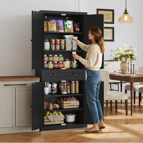 Miniatura 3 de ARTPOWER Armario de almacenamiento de despensa de cocina de 72 pulgadas de alto con cajón y estantes ajustables, armario de despensa para cocina