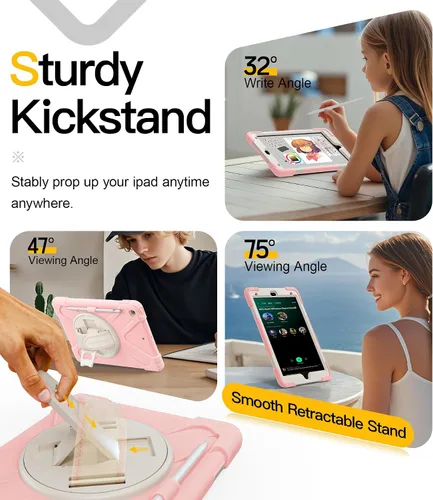 Miniatura 6 de BRAECN Funda para iPad de 9ª/8ª/7ª Generación, Funda Resistente a Prueba de Golpes con Protector de Pantalla, Soporte para Lápiz, Soporte para Tapa