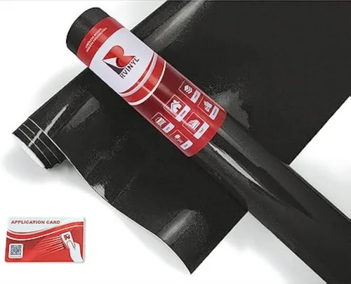 Rwraps - Rollo de película de vinilo metálico brillante para automóvil, con tecnología de liberación de aire, 5 x 1 pies, color negro