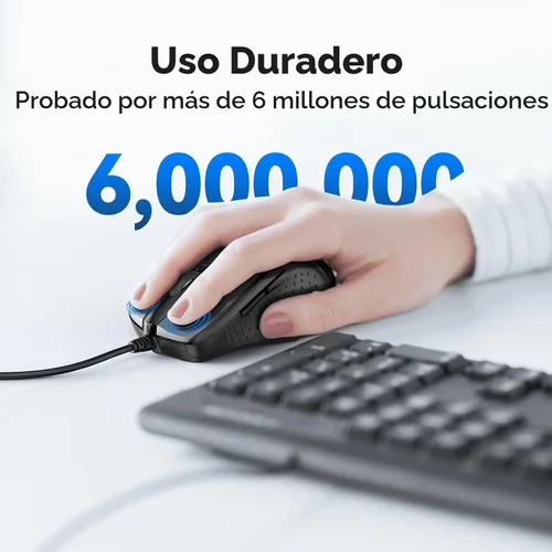 Miniatura 4 de Mouse óptico ergonómico USB alámbrico TeckNet Pro S2 para laptop, 6 botones, 2000DPI Gris