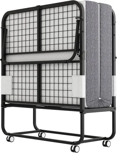 Espsilto - Cama plegable con colchón, cama enrollable de 75" x 31" para adultos, colchón plegable portátil de tamaño cuna para invitados