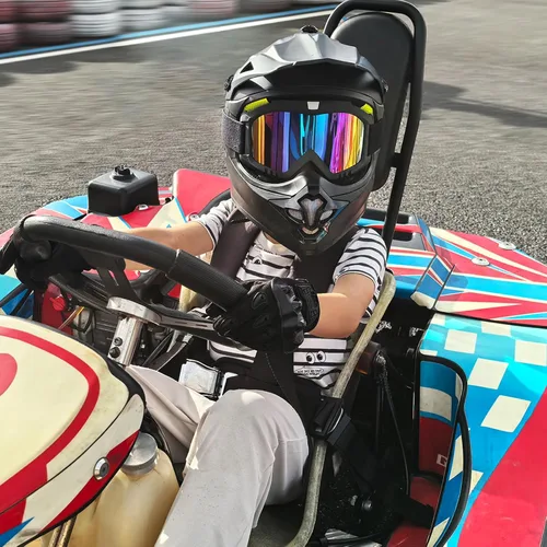 Miniatura 5 de cascos para niños y jóvenes de bicicleta todoterreno, motocross, ATV, BMX, MX, bicicleta todoterreno, casco de motocicleta J-01 con gafas y guantes