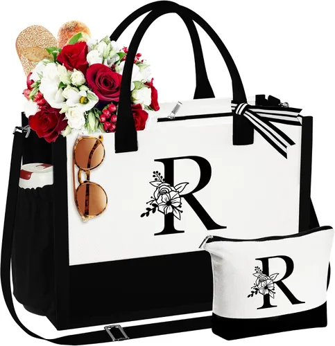 Regalos de cumpleaños para mujeres y ella, bolsa de lona con monograma, bolsa de maquillaje, regalos personalizados para profesores, amigas, para