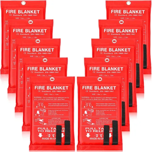 Miniatura 8 de Macarrie Paquete de 10 mantas de emergencia contra incendios de 39 x 39 pulgadas para el hogar, cocina, manta de supresión de seguridad de fibra