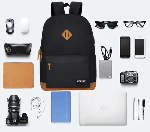 Miniatura 9 de Mochila grande para portátil de mano para viajes, Set negro, Mochilas Daypack