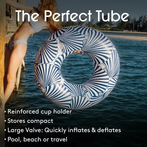 Miniatura 3 de FUNBOY Flotador inflable gigante de tubo de conchas marinas, balsa de lujo para fiestas de verano en la piscina y entretenimiento Seashells