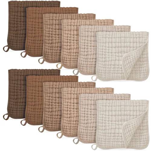 Miniatura 10 de Unnivoll Paños de muselina para eructos para bebé, 100% algodón, para niños y niñas, grandes, 20 x 10 pulgadas, extra suaves y absorbentes, paquete