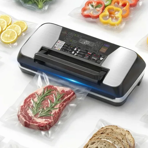 Miniatura 9 de Máquina selladora al vacío de alimentos de 95 kPa, potente sistema de envasado al vacío de 230 W con doble sellado térmico para alimentos húmedos