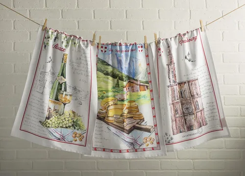 Miniatura 7 de Maison d' Hermine Juego de 3 toallas de cocina, 100% algodón, 27.50" x 20" pulgadas, paños de tela reutilizables para té y platos, absorbentes