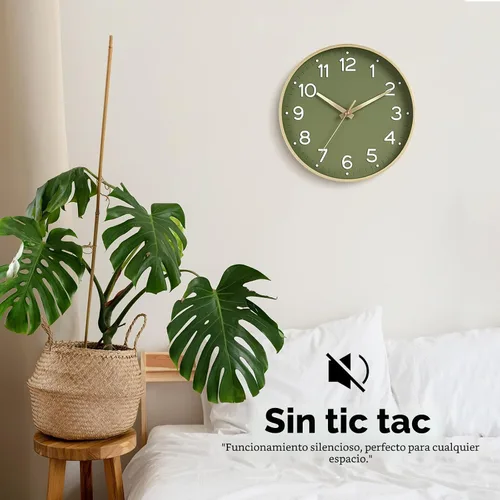 Miniatura 5 de Roymnie Reloj de pared verde, silencioso, funciona con pilas, 8 pulgadas, moderno, analógico, sin tictac, decorativo, para cocina, oficina, baño