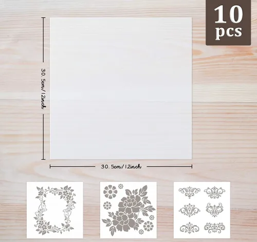 Miniatura 2 de ilauke 10 hojas de vinilo de plantilla de 7.5 mil, hojas de plantilla de Mylar en blanco de 12 x 12 pulgadas, plantilla de PET translúcido lechoso