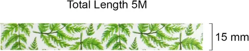 Miniatura 3 de allydrew Cinta adhesiva Washi de hermosos paisajes, 0.591 in x 16.4 ft, helechos tropicales