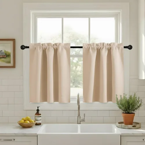 Miniatura 22 de NICETOWN Cenefas de Ventana Opacas con Aislamiento Térmico para Guardería - Paneles de Cortina con Bolsillo para Barra de Decoración del Hogar