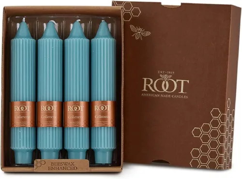 Miniatura 37 de Root Candles Juego de velas sin perfume de mezcla de cera de abeja de primera calidad, 9 pulgadas, azul Williamsburg, 12 unidades Williamsburg Azul
