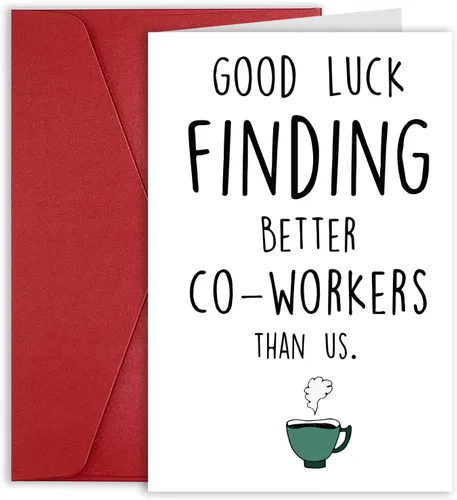 Divertida tarjeta de despedida de compañero de trabajo para colegas nuevo trabajo, tarjetas de buena suerte Goodbay para compañeros de trabajo,