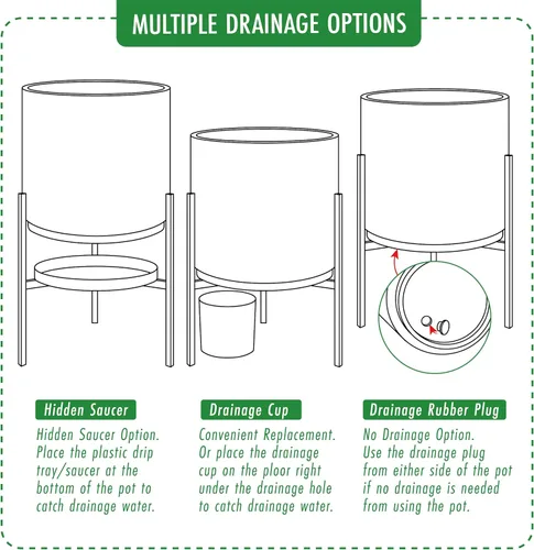 Miniatura 6 de Macetero moderno con soporte de metal de 8, 10, 12 y 14 pulgadas, para plantas