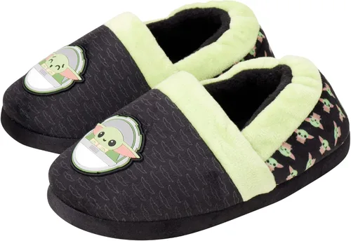 Disney Pantuflas de Star Wars para niños, pantuflas peludas de Mandalorian Baby Yoda, suela antideslizante (niños pequeñosgrandes)