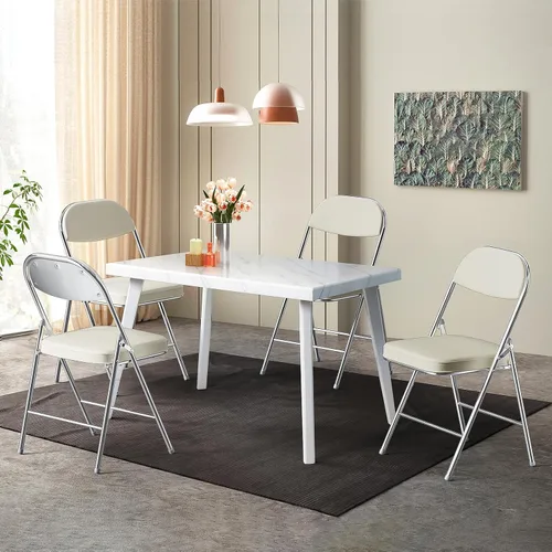 Miniatura 2 de VINGLI Paquete de 2 sillas plegables con asiento y respaldo acolchados, marco de metal, tela de pana duradera, capacidad de 350 libras, juego de 2
