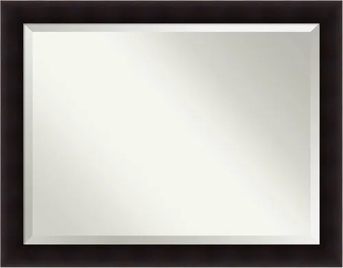 Miniatura 8 de Amanti Art Espejo de baño marrón para sobre el fregadero, espejo de tocador cuadrado de pórtico espresso de 26 x 26 pulgadas, marco de madera