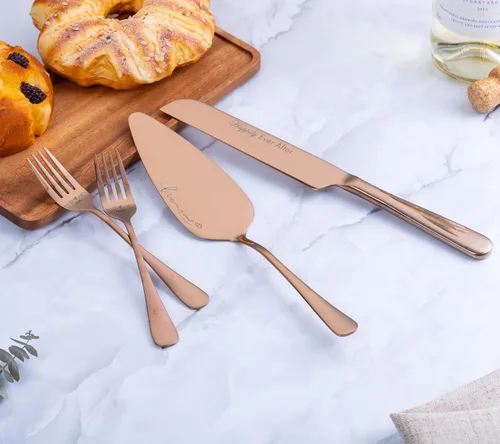 Miniatura 2 de Juego de cuchillo y servidor para pastel de boda, juego de corte de pasteles para boda, tenedores de pastel y cortador de pasteles para cumpleaños