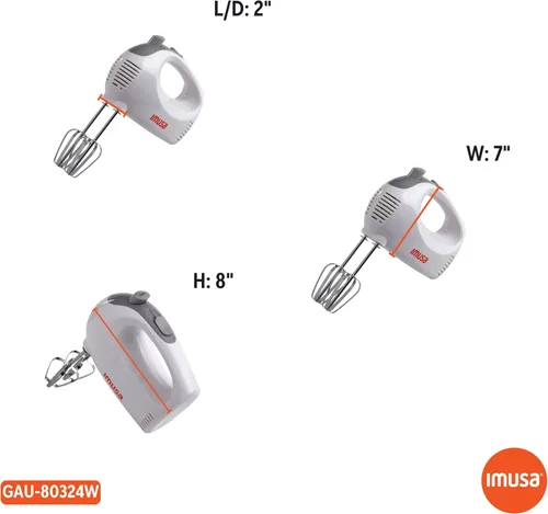 Miniatura 8 de IMUSA Batidora de mano USA con estuche de 5 velocidades, color blanco, pequeño