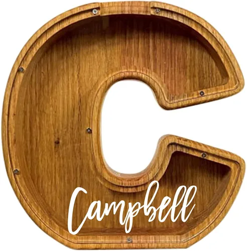 Miniatura 25 de Alcancía de madera grande personalizada, 7.5 pulgadas, con ventana acrílica fácil de abrir, caja de ahorro de dinero inicial para niños y niñas