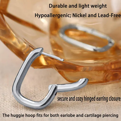 Miniatura 6 de 6 Pairs Chunky Gold Hoop Earrings Set for Women 14K Gold Plated Hypoallergenic Thick Open Huggie Hoop Set Jewelry for Gifts