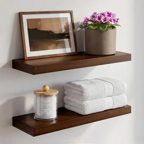 Miniatura 36 de Homeforia Estante flotante blanco de 48 pulgadas, estantes flotantes de madera maciza de alta gama de 48 pulgadas de largo para montaje en pared