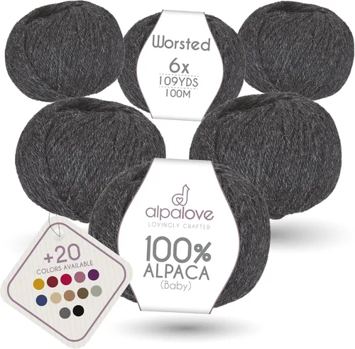 Miniatura 39 de Set de Lana Abultada (6 x 50 g) Súper Suave de Alpaca Bebé para Tejer Antracita 300 Metros