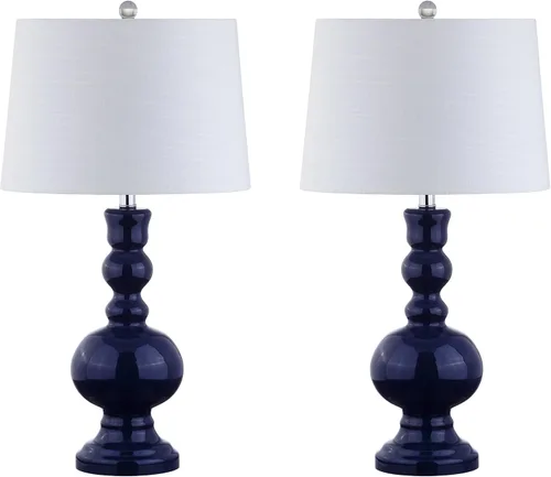 Miniatura 8 de JONATHAN Y Juego de 2 lámparas de mesa de cristal azul marino de 28.5 pulgadas para decoración de sala de estar, dormitorio, lámparas de noche