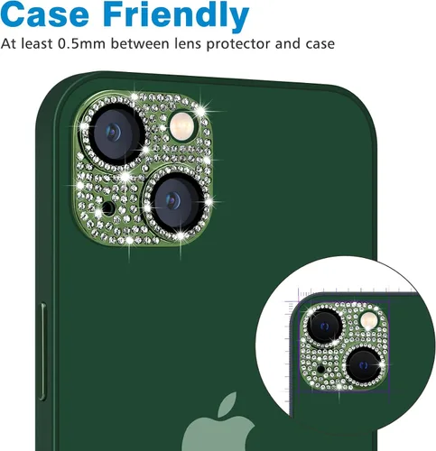 Miniatura 152 de Protector de lente de cámara diseñado para iPhone 12 Pro Max, con diamantes de imitación 3D con diamantes de imitación 9H, vidrio templado, Rosado