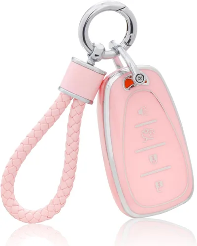 Miniatura 15 de YO&YOYE Funda para llavero Ford con llavero, funda de TPU suave rosa para F150 Explorer Mustang Edge Lincoln MKZ MKX MKC
