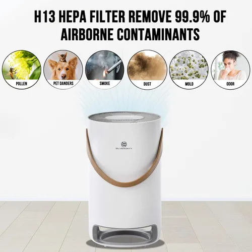 Miniatura 4 de Purificador de aire HEPA para alergias en el hogar, pelo de mascotas en el dormitorio, filtro HEPA verdadero 3 en 1, elimina la caspa de mascotas