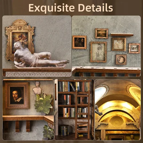 Miniatura 3 de MiniCity Kit de Rincón de Libros, Casa de Muñecas de Bricolaje Booknook, Kit en Miniatura para Estantería, Casas de Muñecas para Adultos
