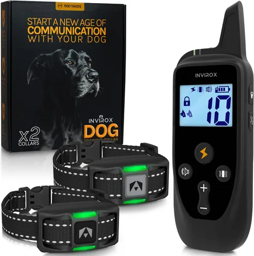 INVIROX Collar de entrenamiento para perros grandes X2 [Edición 2026] 123 niveles de collares E para perros con rango de 1100 yardas, 100%