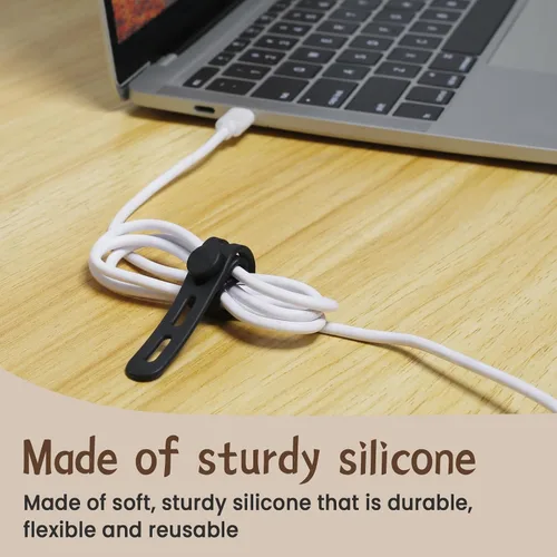 Miniatura 3 de 30 bridas de silicona para cables, organizador de cables reutilizable, amarre ajustable para cables de carga, organizador de cables de silicona