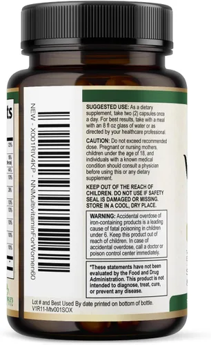 Miniatura 8 de Multivitamínico para mujeres – Completo multivitamínico con vitaminas A, C, D, E, B6, B12, zinc, calcio y magnesio, suplemento multimineral diario