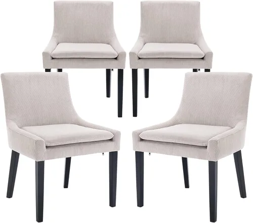 Miniatura 23 de COLAMY Juego de 2 sillas de comedor tapizadas con respaldo medio y patas de madera, sillas auxiliares modernas para sala de estar/comedor