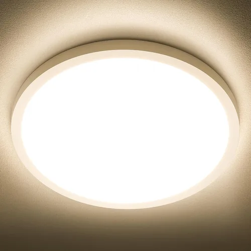 SunRider Lámpara LED de techo empotrada, 3000 K, blanco cálido, 2400 lm, luces de techo planas redondas de 12 pulgadas y 24 W, equivalente a 240 W,