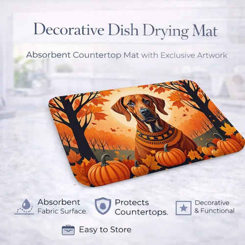 Miniatura 4 de Caroline's Treasures DAC1066DDM Rhodesian Ridgeback - Tapete de secado de platos absorbente para encimera de cocina, tapete escurridor de platos